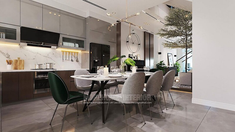 Mẫu thiết kế hệ tủ bếp biệt thự gỗ công nghiệp cao cấp mang đến sự tiện nghi cho không gian sống gia chủ với những tích hợp thông minh.  Tủ bếp hiện đại