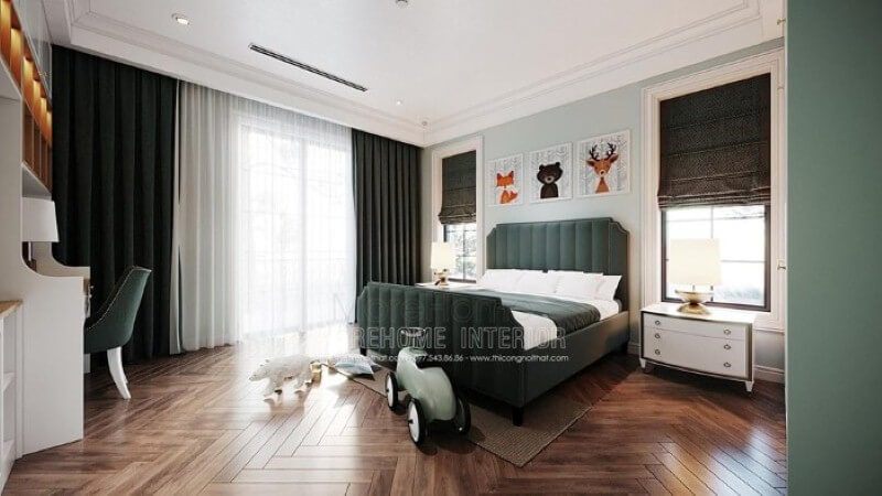 Bộ tranh trang trí hình ảnh các con vật  đáng yêu tạo điểm nhấn sinh động cho phòng con.